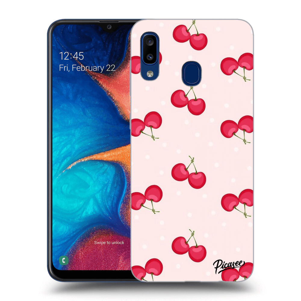 Picasee silikonowe przeźroczyste etui na Samsung Galaxy A20e A202F - Cherries