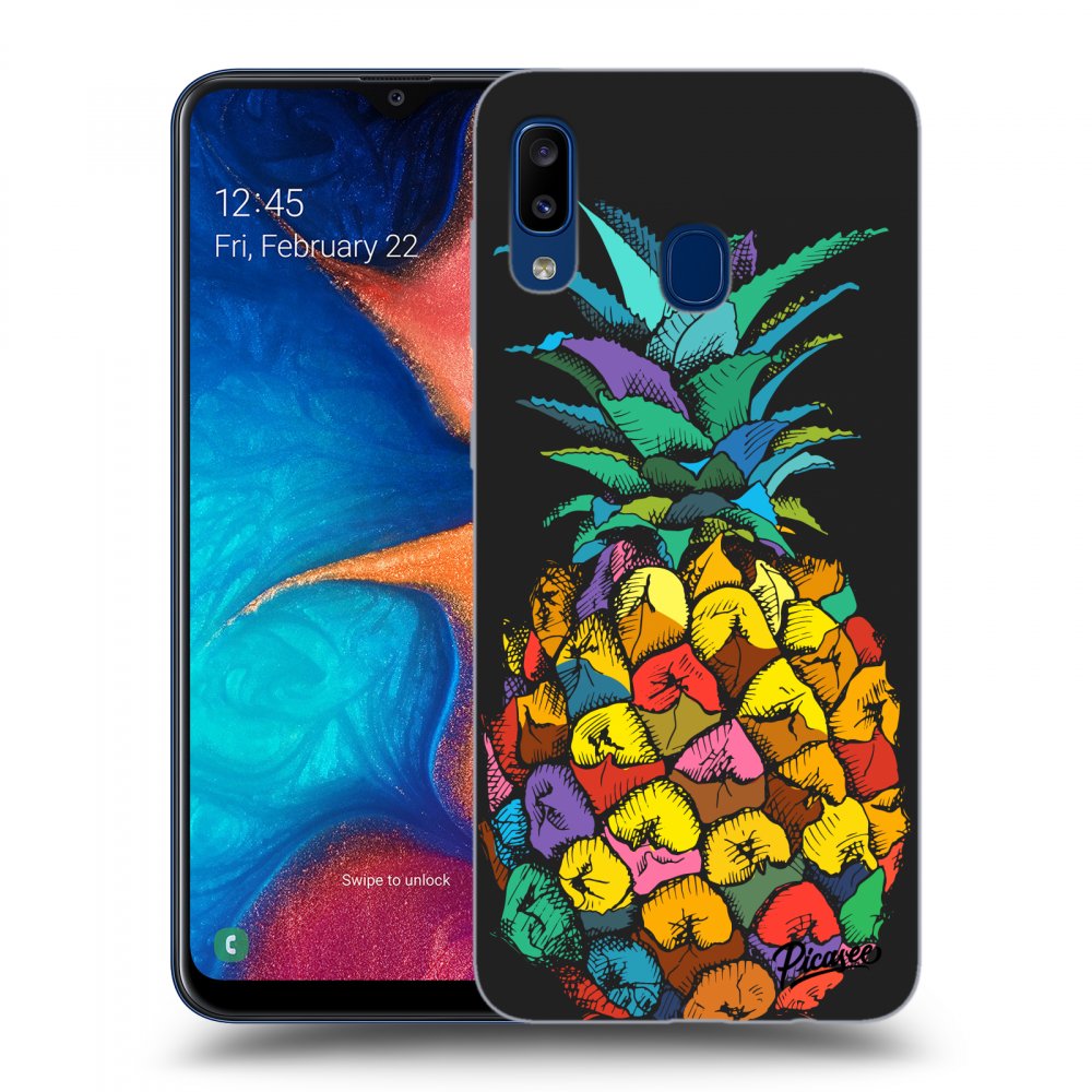 Picasee silikonowe czarne etui na Samsung Galaxy A20e A202F - Pineapple