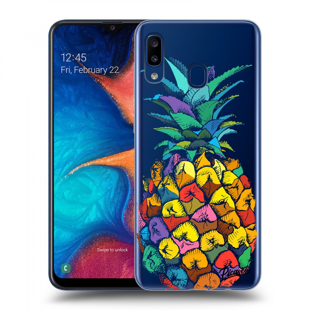 Picasee silikonowe przeźroczyste etui na Samsung Galaxy A20e A202F - Pineapple
