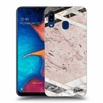 Picasee silikonowe czarne etui na Samsung Galaxy A20e A202F - Pink geometry