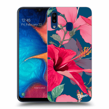 Picasee silikonowe przeźroczyste etui na Samsung Galaxy A20e A202F - Hibiscus