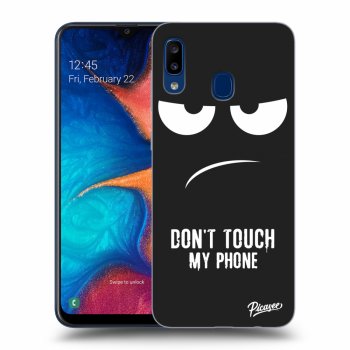 Picasee silikonowe czarne etui na Samsung Galaxy A20e A202F - Don't Touch My Phone