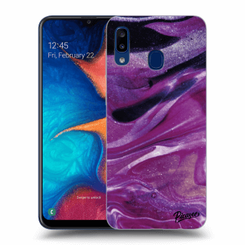 Picasee silikonowe czarne etui na Samsung Galaxy A20e A202F - Purple glitter