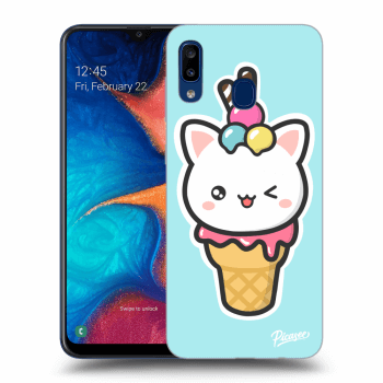 Picasee silikonowe przeźroczyste etui na Samsung Galaxy A20e A202F - Ice Cream Cat
