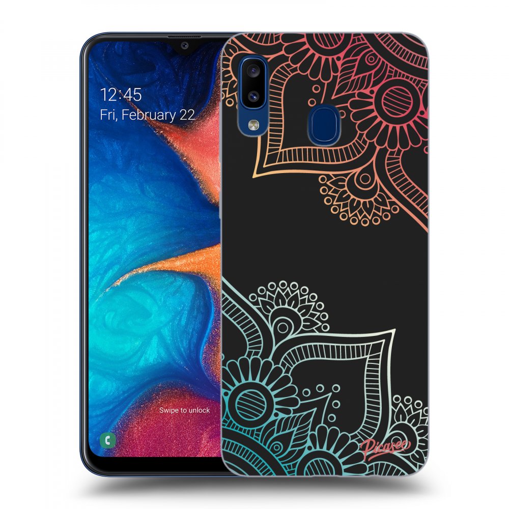 Picasee silikonowe czarne etui na Samsung Galaxy A20e A202F - Flowers pattern