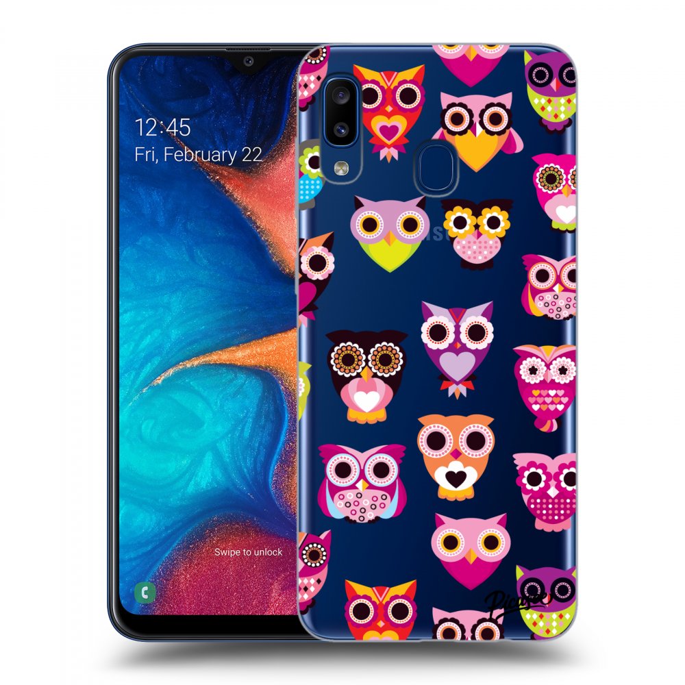 Picasee silikonowe przeźroczyste etui na Samsung Galaxy A20e A202F - Owls
