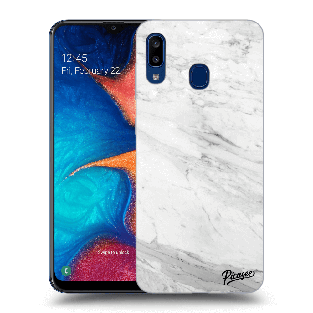 Picasee silikonowe przeźroczyste etui na Samsung Galaxy A20e A202F - White marble