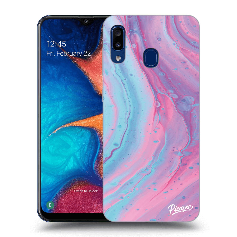 Picasee silikonowe przeźroczyste etui na Samsung Galaxy A20e A202F - Pink liquid