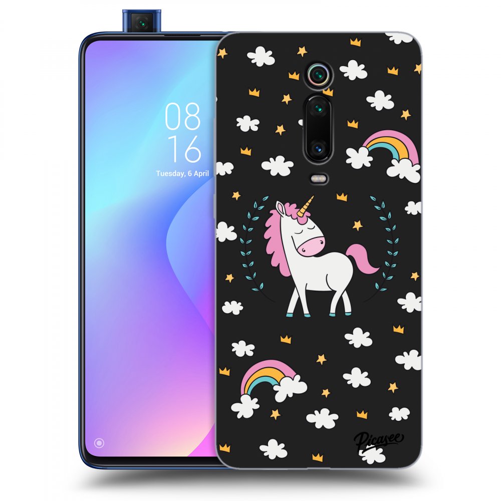 Picasee silikonowe czarne etui na Xiaomi Mi 9T (Pro) - Unicorn star heaven