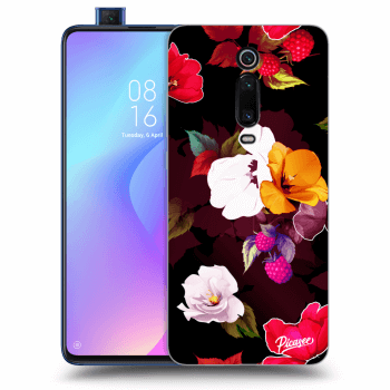 Picasee silikonowe czarne etui na Xiaomi Mi 9T (Pro) - Flowers and Berries