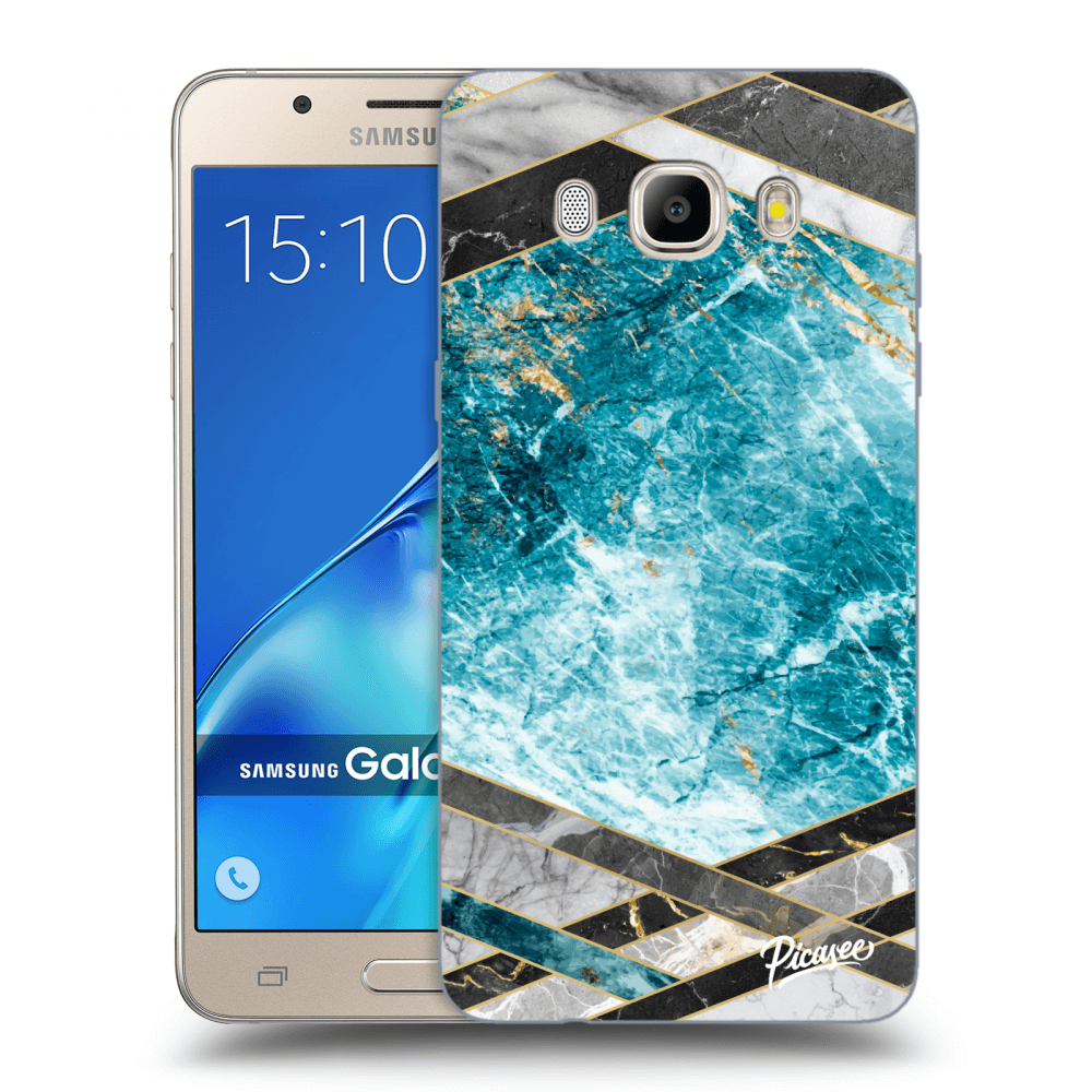 Picasee silikonowe przeźroczyste etui na Samsung Galaxy J5 2016 J510F - Blue geometry