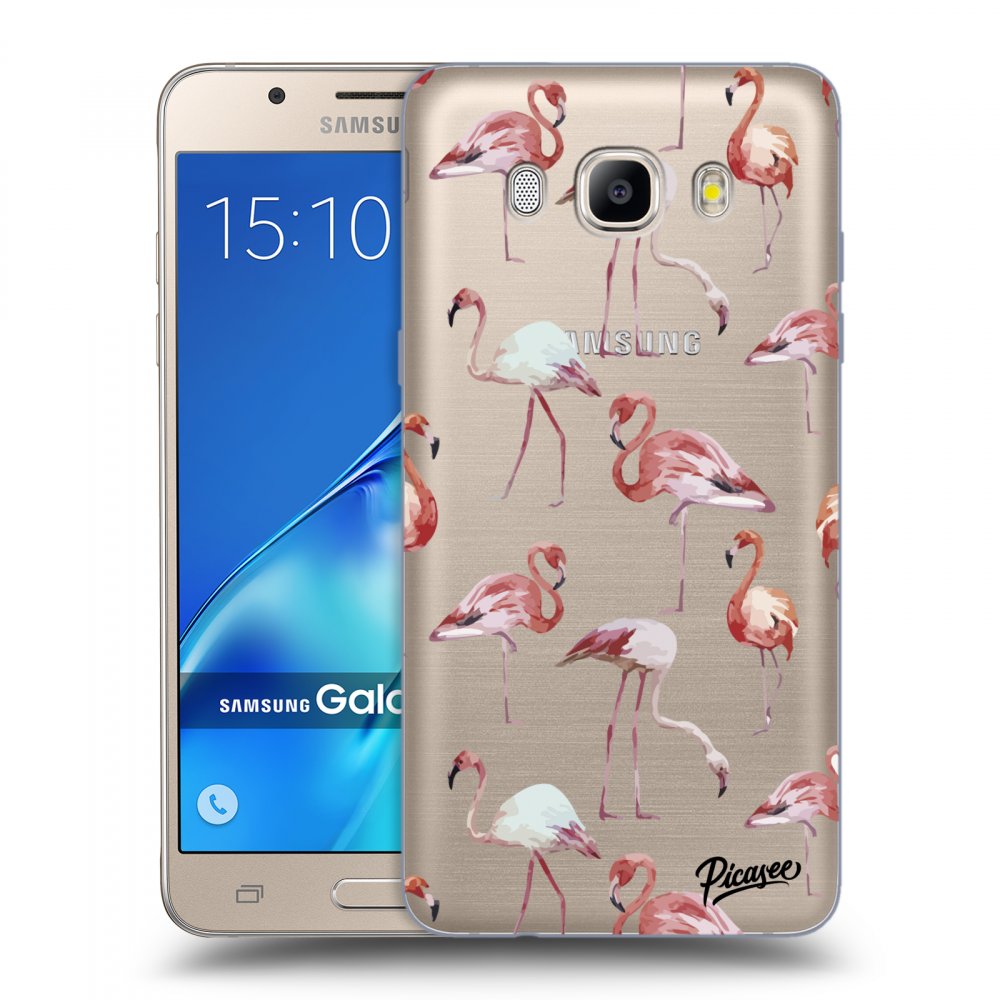 Picasee silikonowe przeźroczyste etui na Samsung Galaxy J5 2016 J510F - Flamingos
