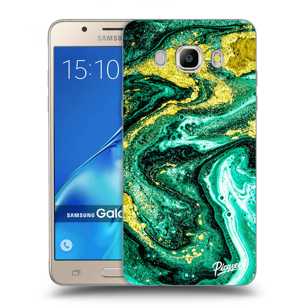 Picasee silikonowe przeźroczyste etui na Samsung Galaxy J5 2016 J510F - Green Gold