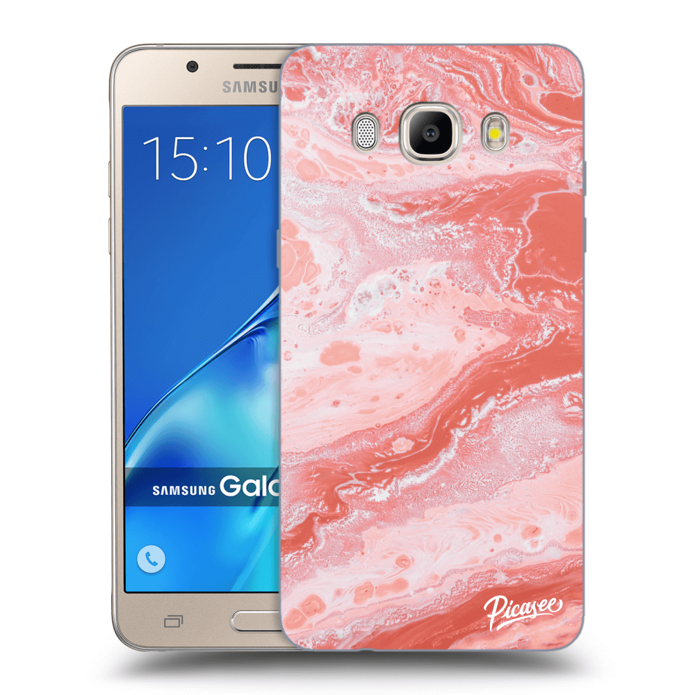 Picasee silikonowe przeźroczyste etui na Samsung Galaxy J5 2016 J510F - Red liquid