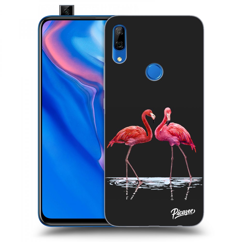 Picasee silikonowe czarne etui na Huawei P Smart Z - Flamingos couple