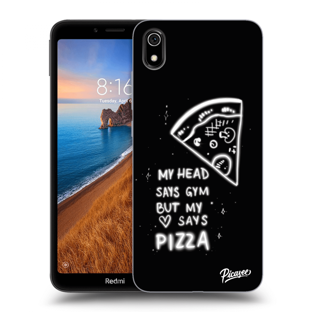 Picasee silikonowe czarne etui na Xiaomi Redmi 7A - Pizza