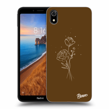 Picasee silikonowe przeźroczyste etui na Xiaomi Redmi 7A - Brown flowers
