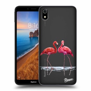 Picasee silikonowe przeźroczyste etui na Xiaomi Redmi 7A - Flamingos couple