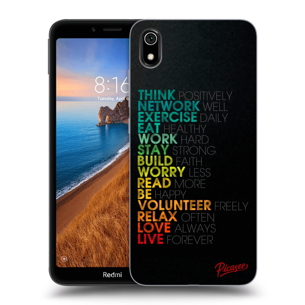 Picasee silikonowe czarne etui na Xiaomi Redmi 7A - Motto life
