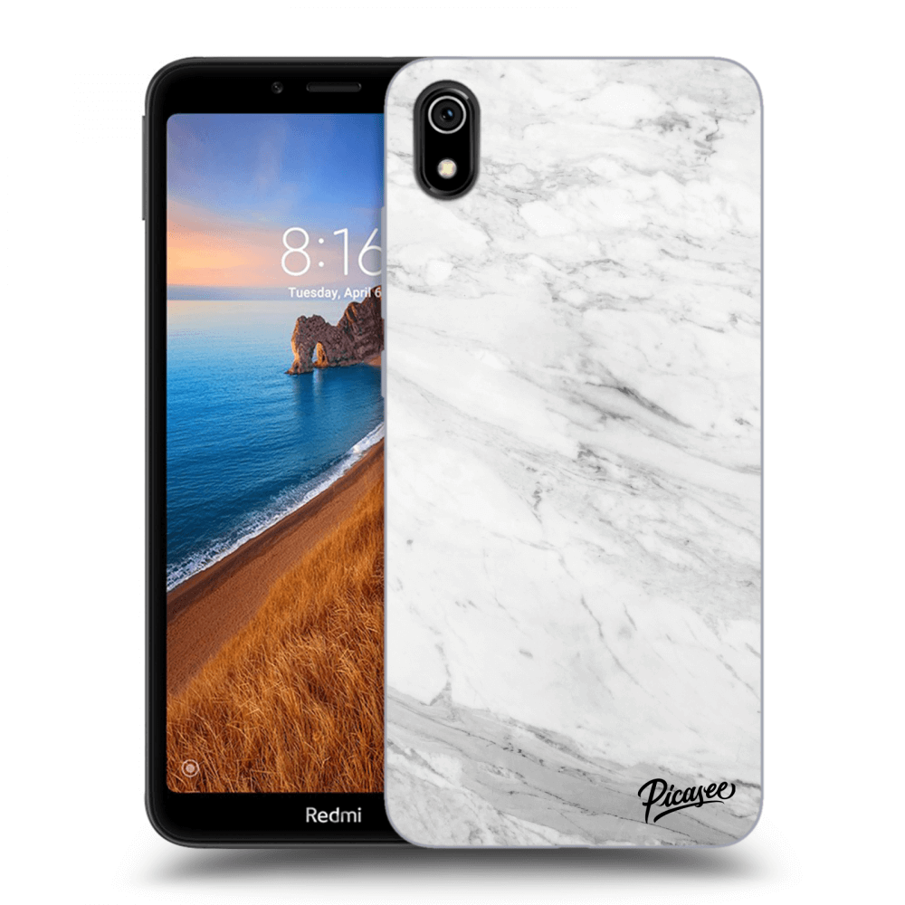 Picasee silikonowe przeźroczyste etui na Xiaomi Redmi 7A - White marble