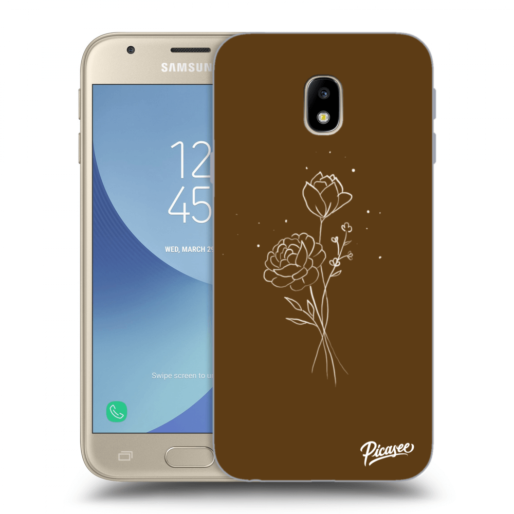 Picasee silikonowe przeźroczyste etui na Samsung Galaxy J3 2017 J330F - Brown flowers