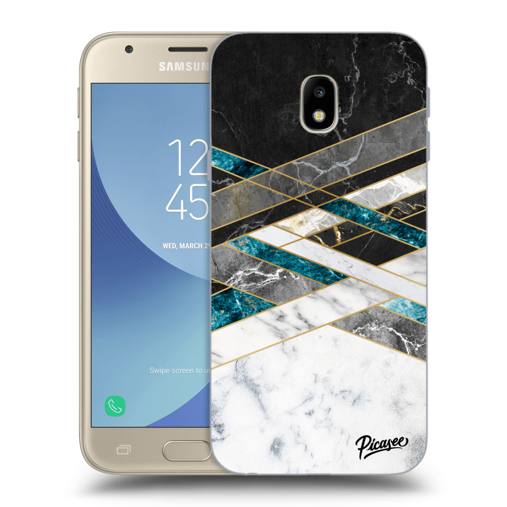 Picasee silikonowe przeźroczyste etui na Samsung Galaxy J3 2017 J330F - Black & White geometry