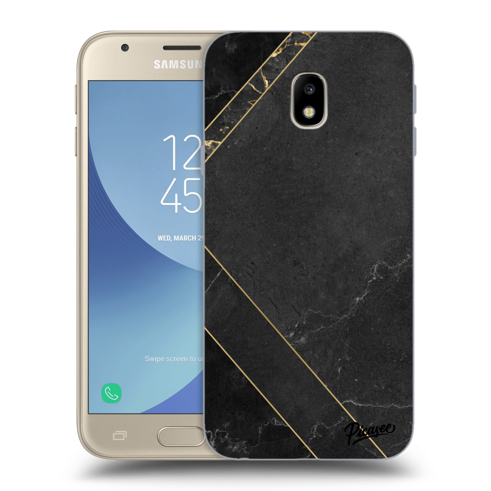 Picasee silikonowe przeźroczyste etui na Samsung Galaxy J3 2017 J330F - Black tile