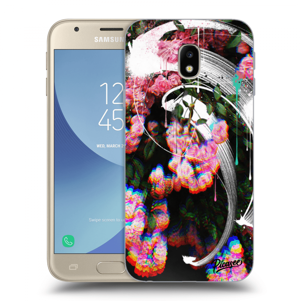 Picasee silikonowe czarne etui na Samsung Galaxy J3 2017 J330F - Rosebush white