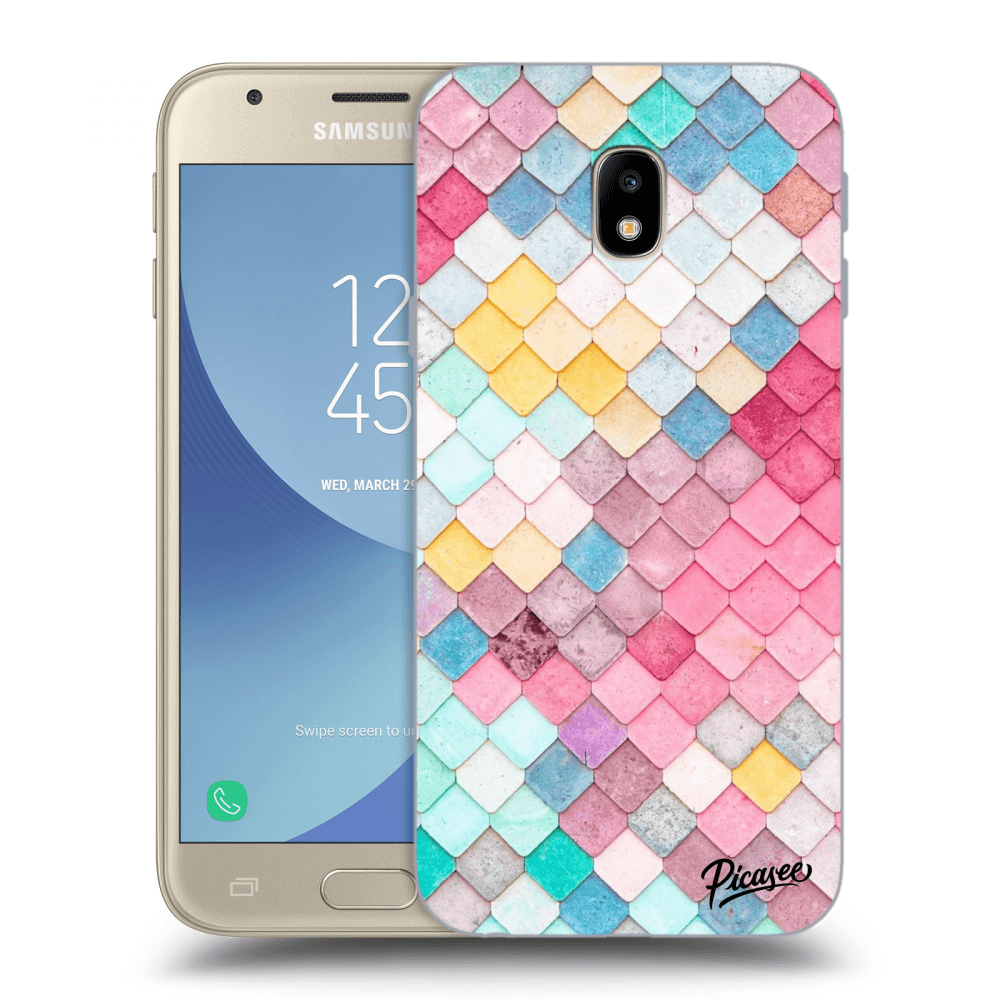 Picasee silikonowe przeźroczyste etui na Samsung Galaxy J3 2017 J330F - Colorful roof