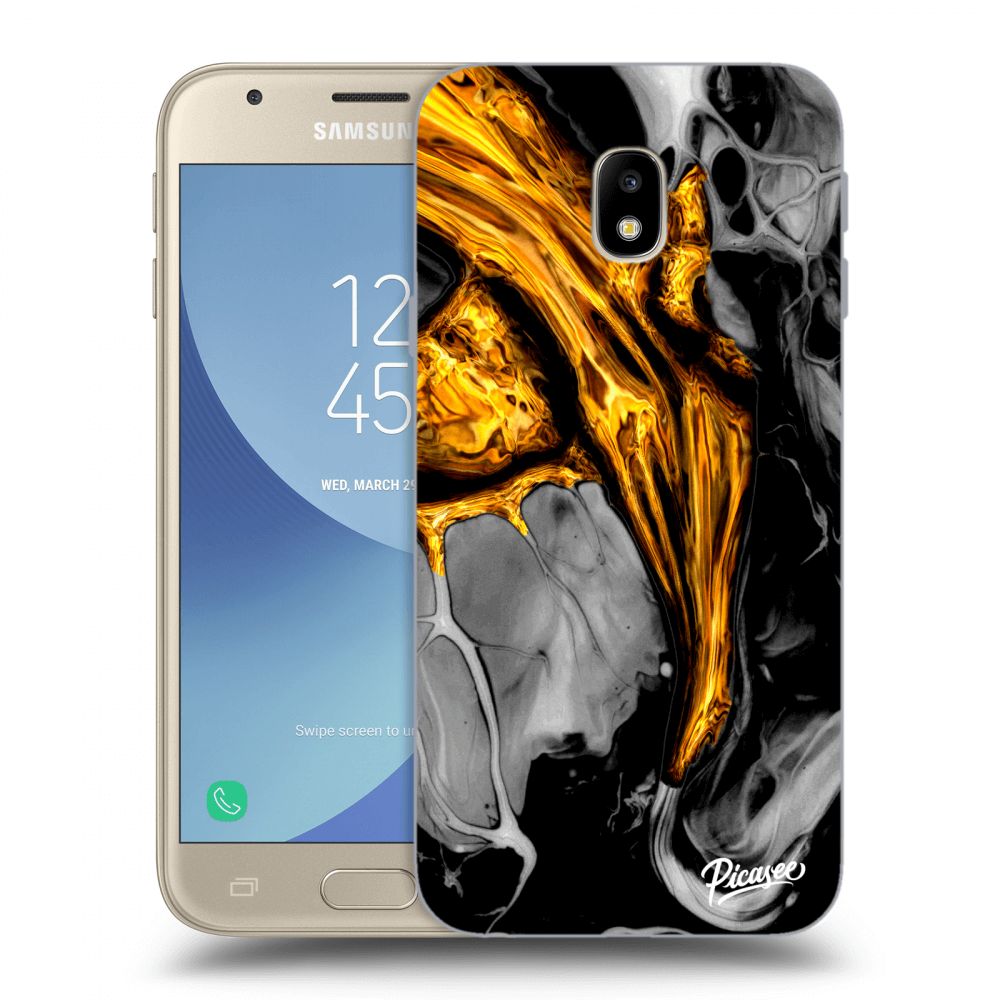 Picasee silikonowe przeźroczyste etui na Samsung Galaxy J3 2017 J330F - Black Gold