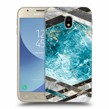Picasee silikonowe przeźroczyste etui na Samsung Galaxy J3 2017 J330F - Blue geometry