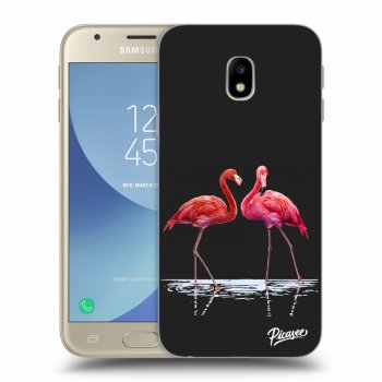 Picasee silikonowe czarne etui na Samsung Galaxy J3 2017 J330F - Flamingos couple