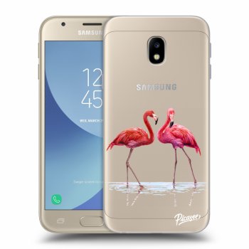Picasee silikonowe przeźroczyste etui na Samsung Galaxy J3 2017 J330F - Flamingos couple