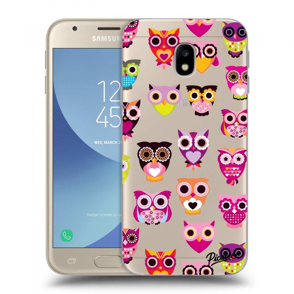 Picasee silikonowe przeźroczyste etui na Samsung Galaxy J3 2017 J330F - Owls