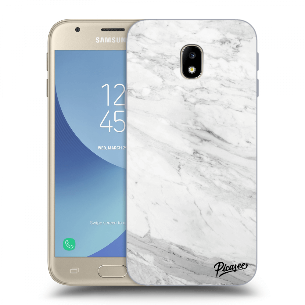Picasee silikonowe przeźroczyste etui na Samsung Galaxy J3 2017 J330F - White marble