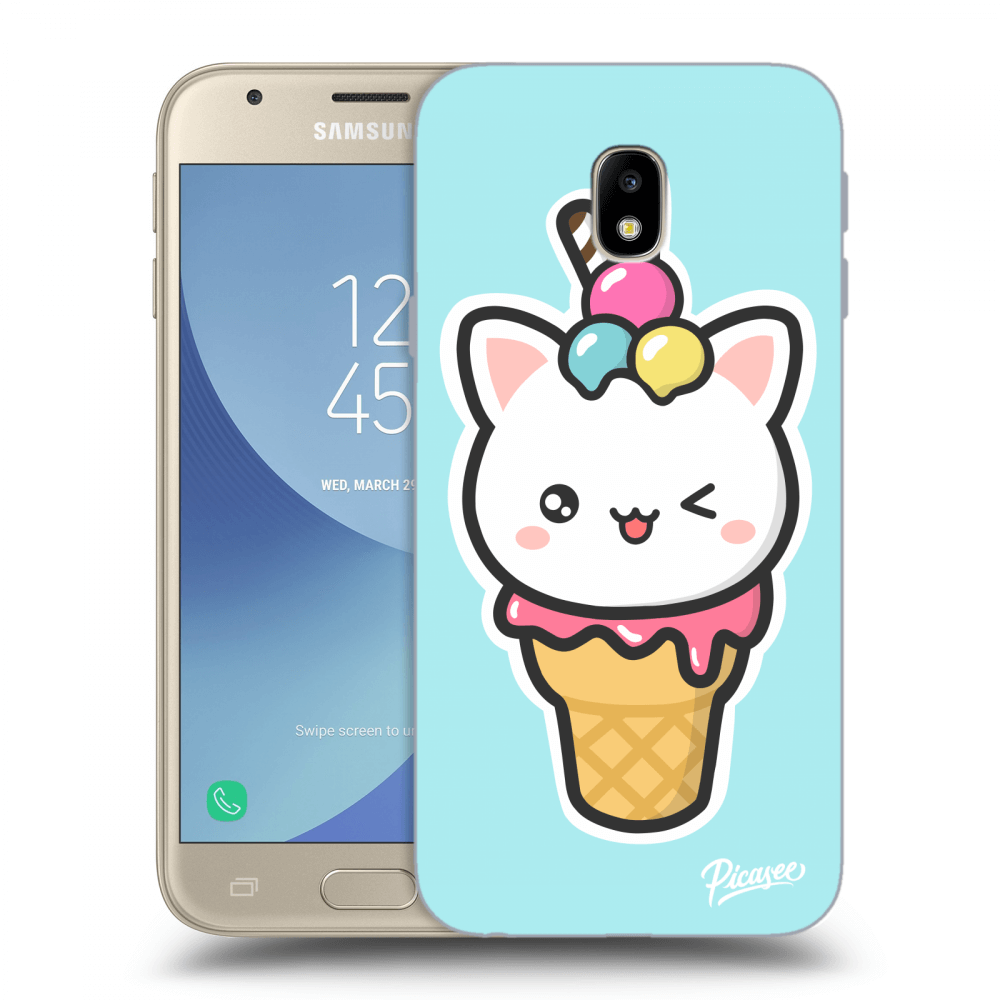 Picasee silikonowe przeźroczyste etui na Samsung Galaxy J3 2017 J330F - Ice Cream Cat