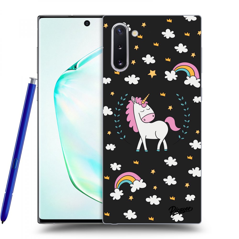 Picasee silikonowe czarne etui na Samsung Galaxy Note 10 N970F - Unicorn star heaven