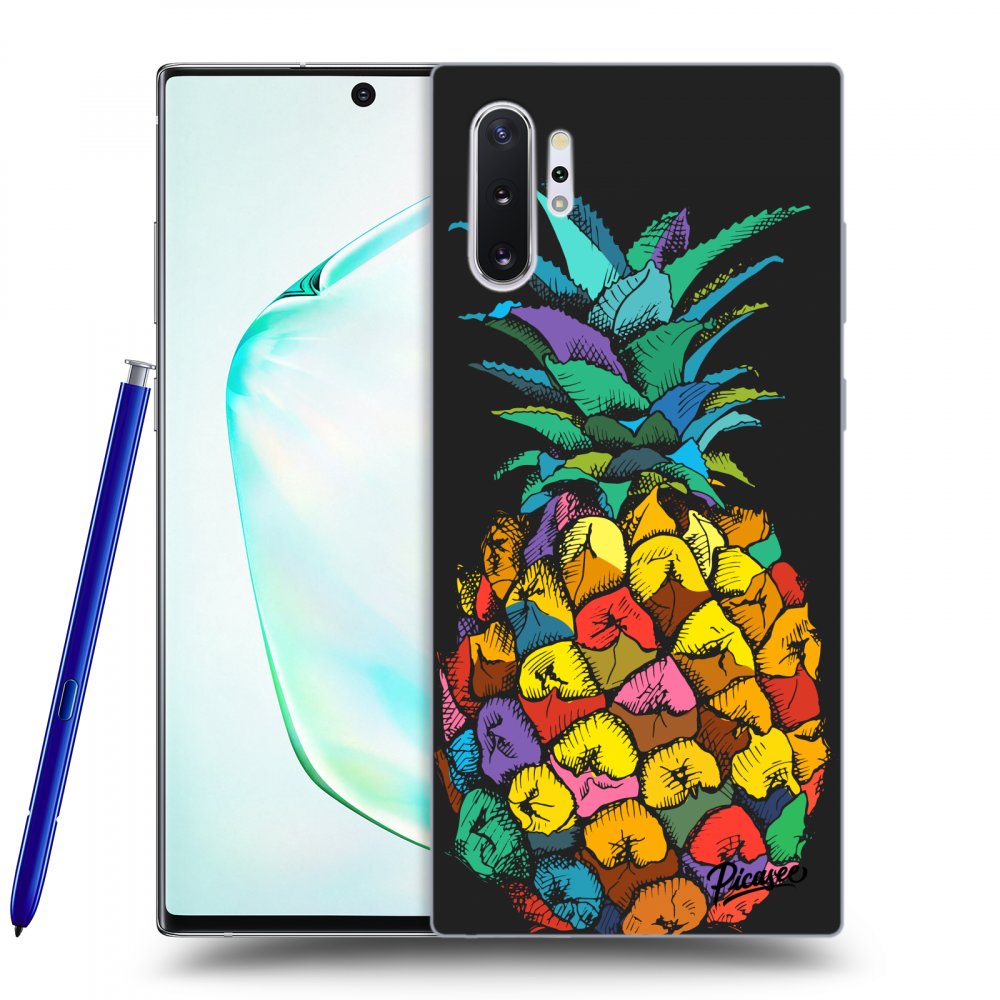 Picasee silikonowe czarne etui na Samsung Galaxy Note 10+ N975F - Pineapple