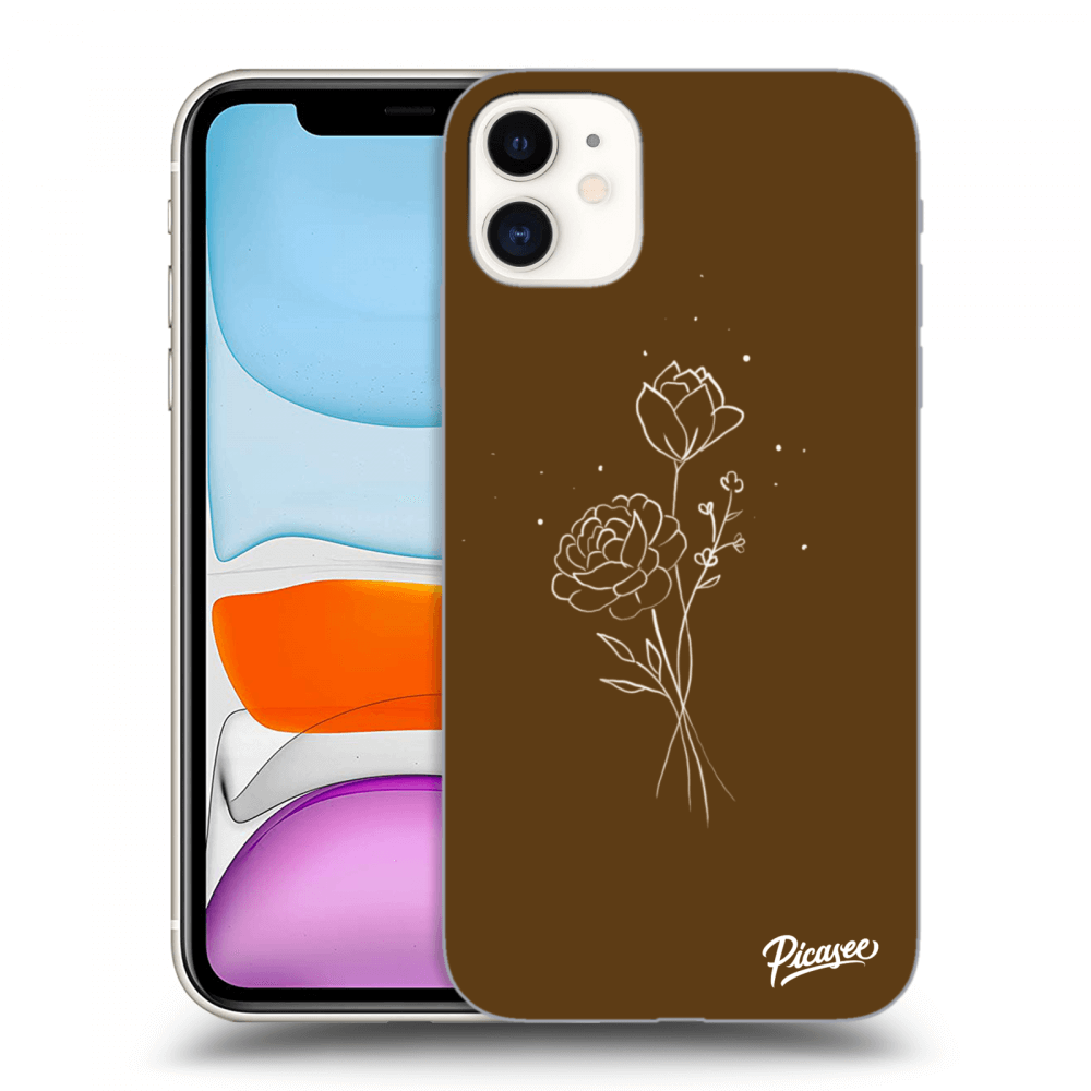 Picasee silikonowe przeźroczyste etui na Apple iPhone 11 - Brown flowers