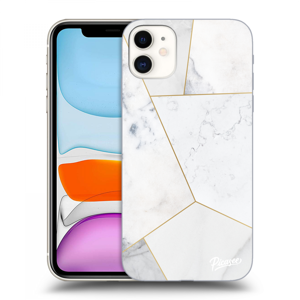 Picasee silikonowe przeźroczyste etui na Apple iPhone 11 - White tile