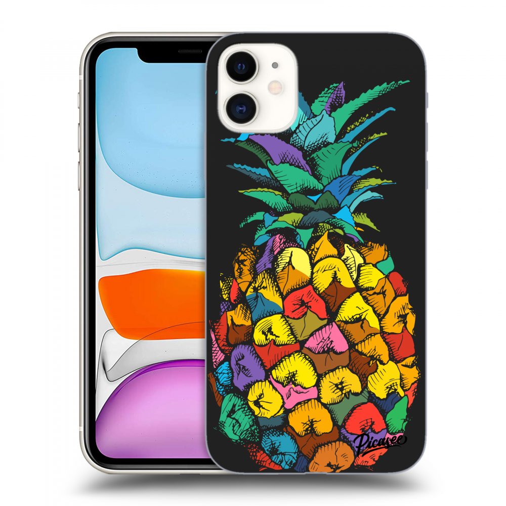 Picasee silikonowe czarne etui na Apple iPhone 11 - Pineapple