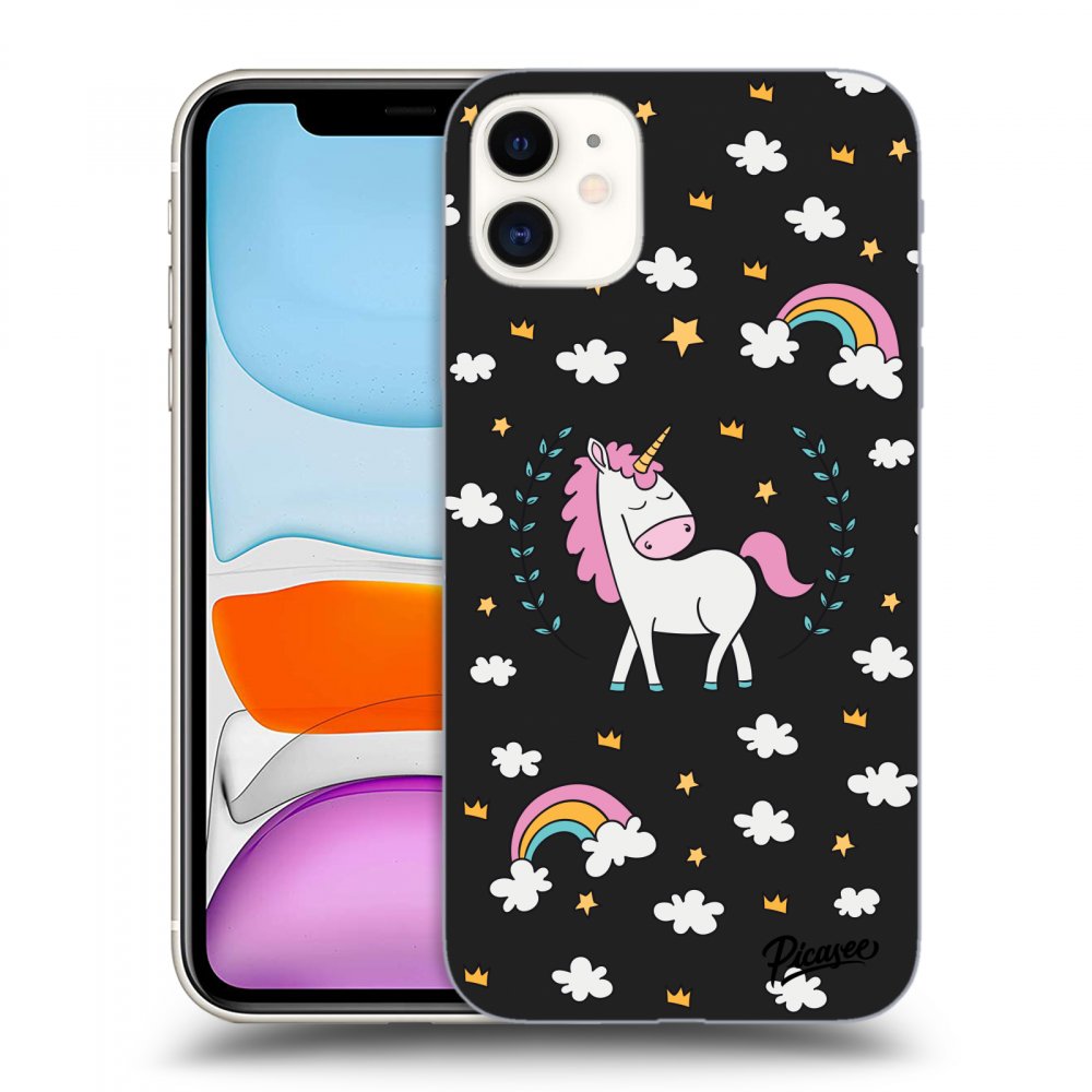 Picasee silikonowe czarne etui na Apple iPhone 11 - Unicorn star heaven