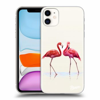 Picasee silikonowe przeźroczyste etui na Apple iPhone 11 - Flamingos couple