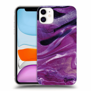 Picasee silikonowe przeźroczyste etui na Apple iPhone 11 - Purple glitter