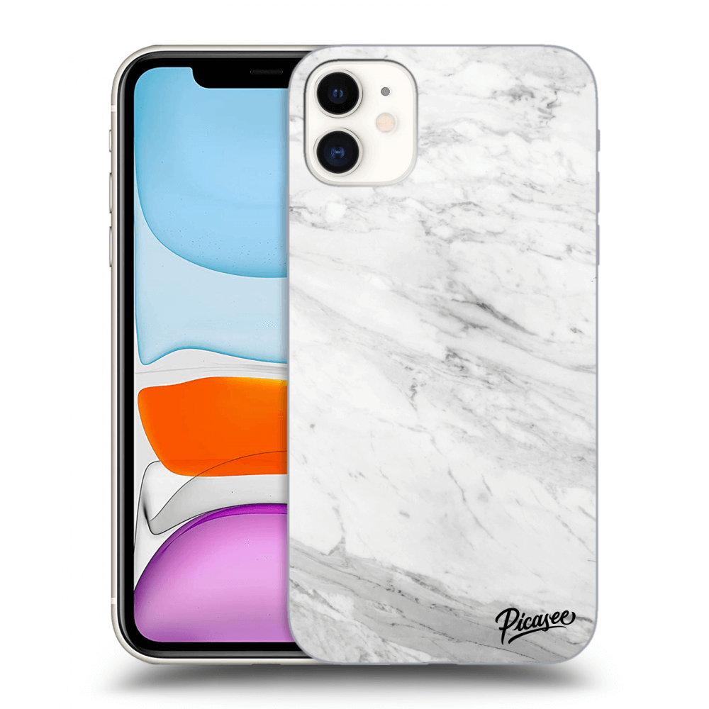 Picasee silikonowe przeźroczyste etui na Apple iPhone 11 - White marble