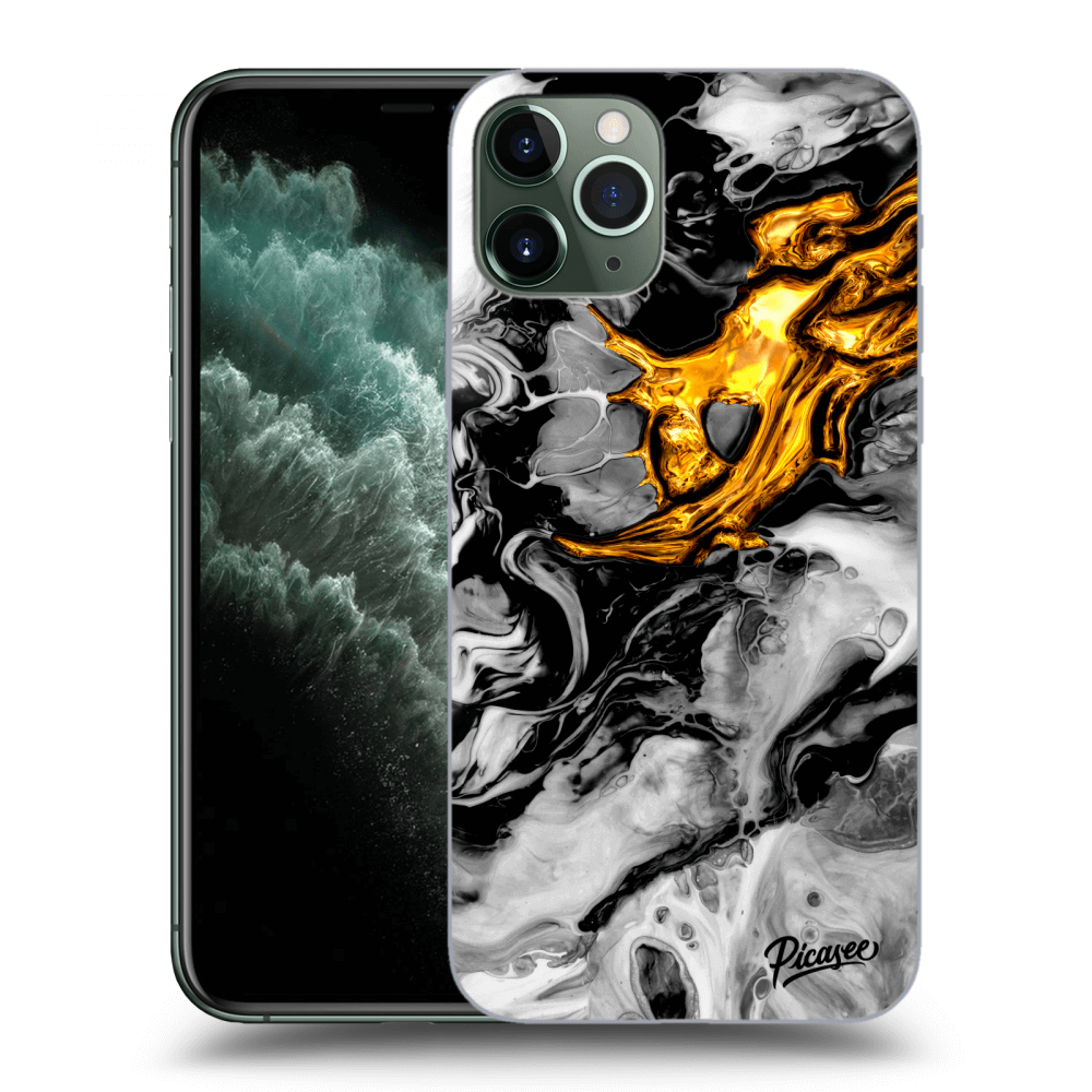 Picasee silikonowe przeźroczyste etui na Apple iPhone 11 Pro - Black Gold 2