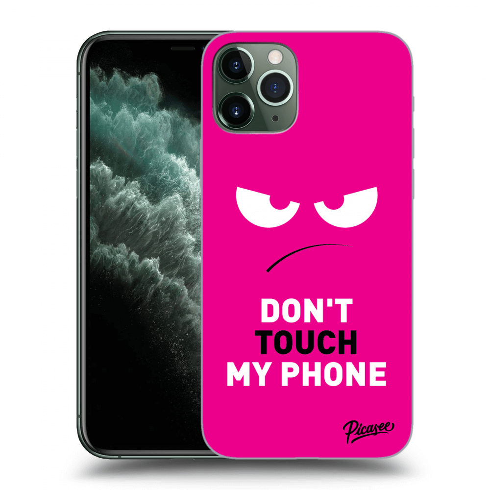 Picasee silikonowe czarne etui na Apple iPhone 11 Pro - Angry Eyes - Pink