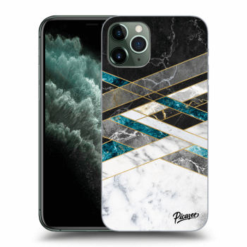 Picasee silikonowe przeźroczyste etui na Apple iPhone 11 Pro - Black & White geometry