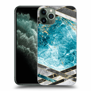 Picasee silikonowe przeźroczyste etui na Apple iPhone 11 Pro - Blue geometry
