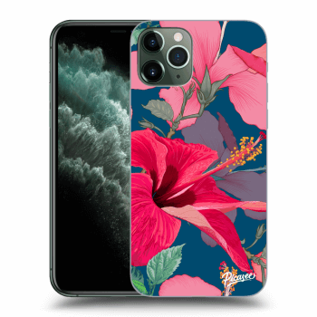 Picasee silikonowe czarne etui na Apple iPhone 11 Pro - Hibiscus